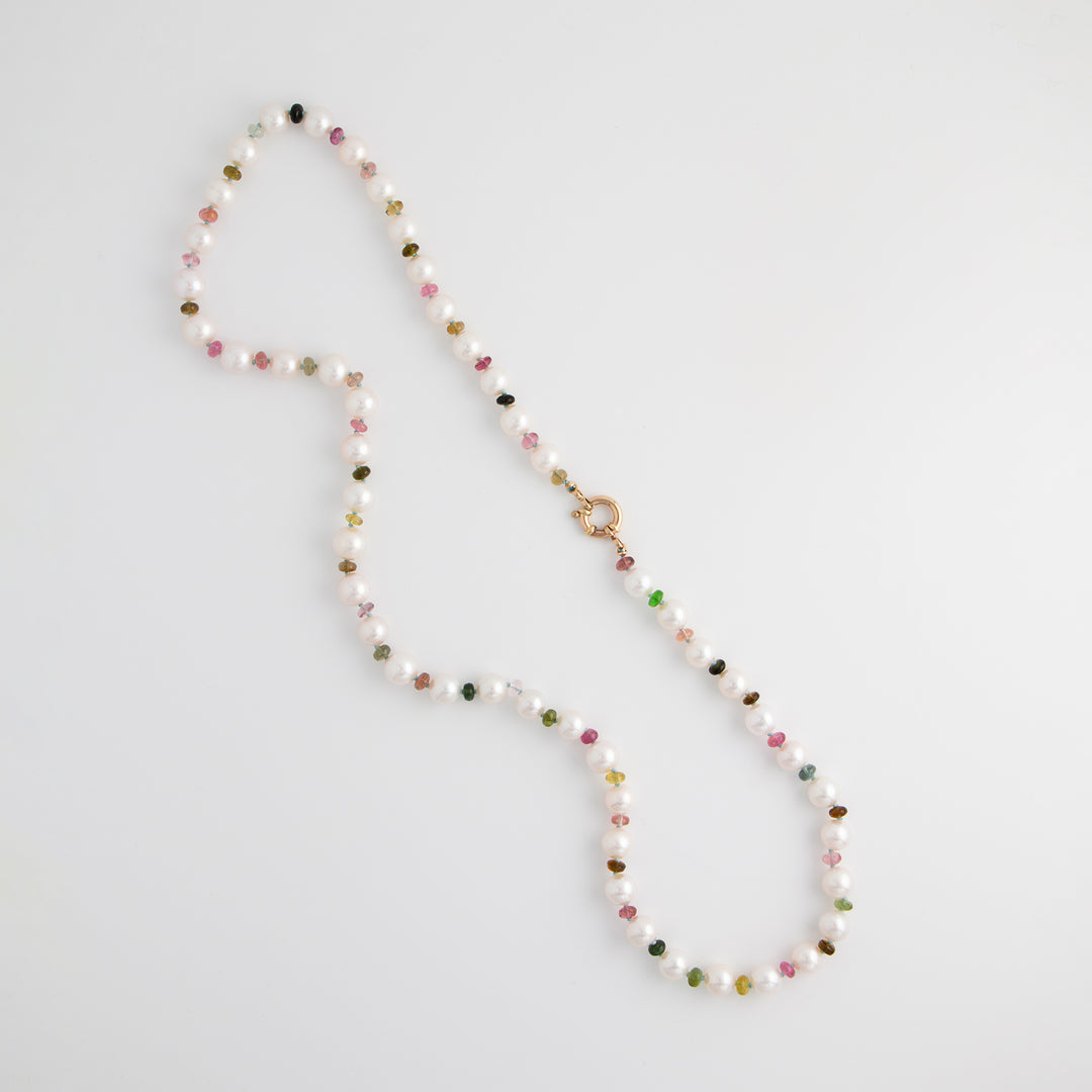 Parker — Tourmaline & Pearl Knotted Necklace