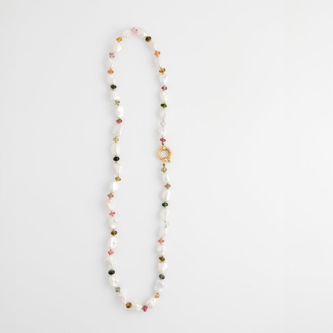 Palmer — Tourmaline & Pearl Knotted Necklace