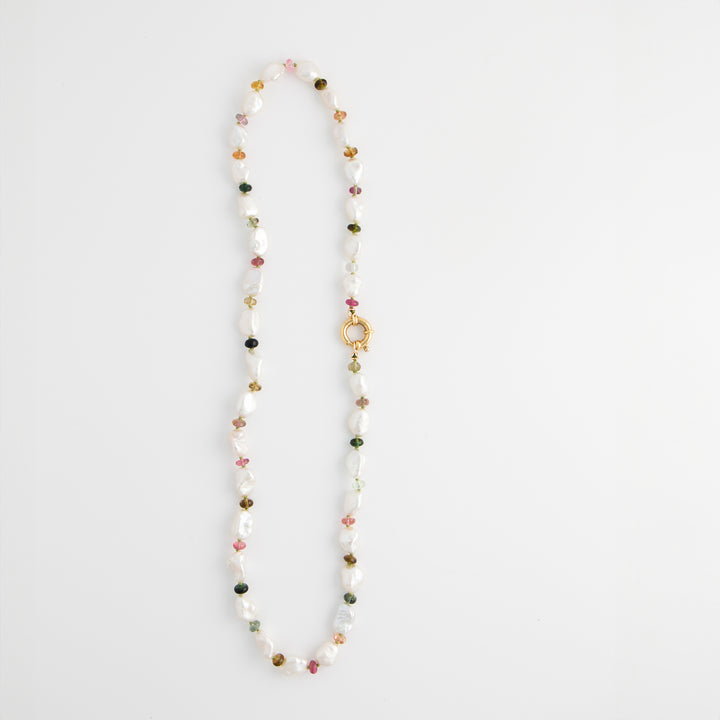 Palmer — Tourmaline & Pearl Knotted Necklace