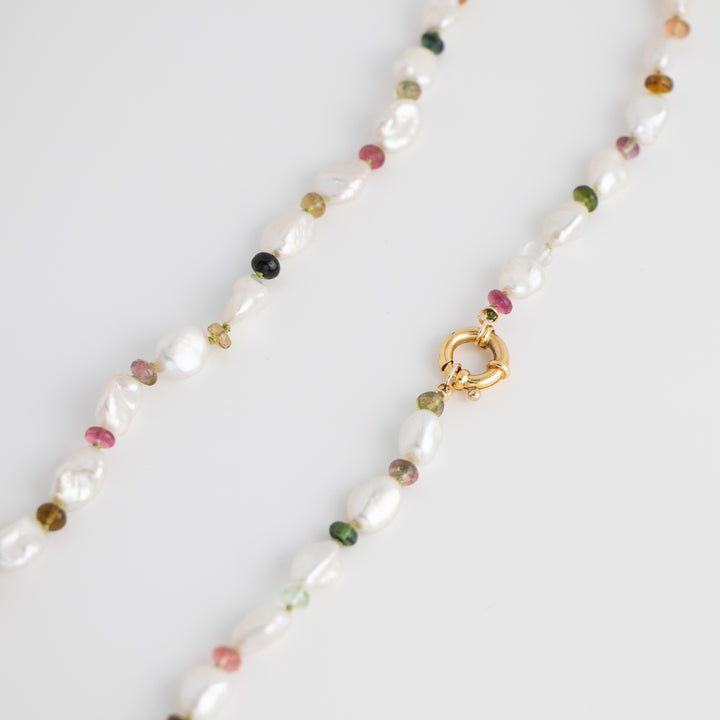 Palmer — Tourmaline & Pearl Knotted Necklace