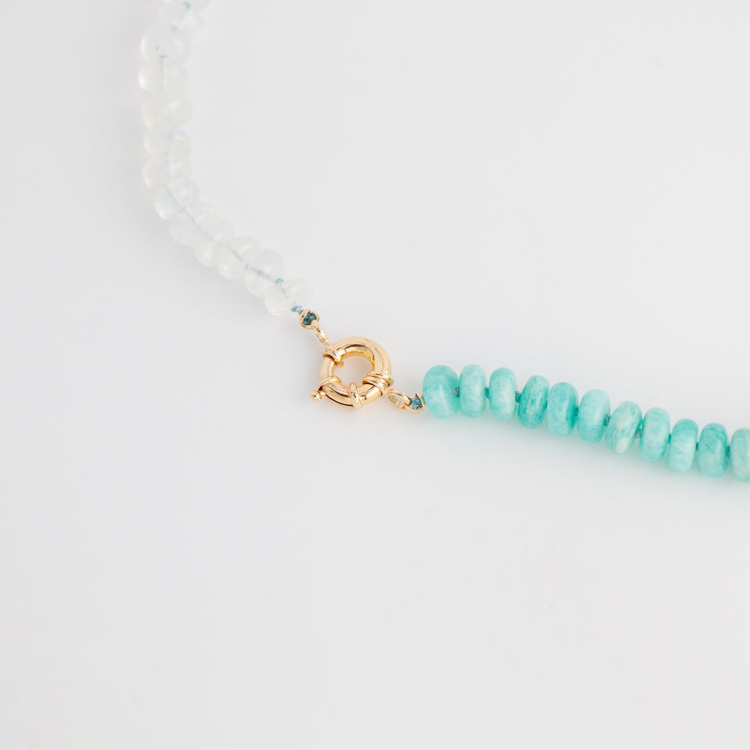 Cierra — Amazonite & Moonstone Halfsie Necklace