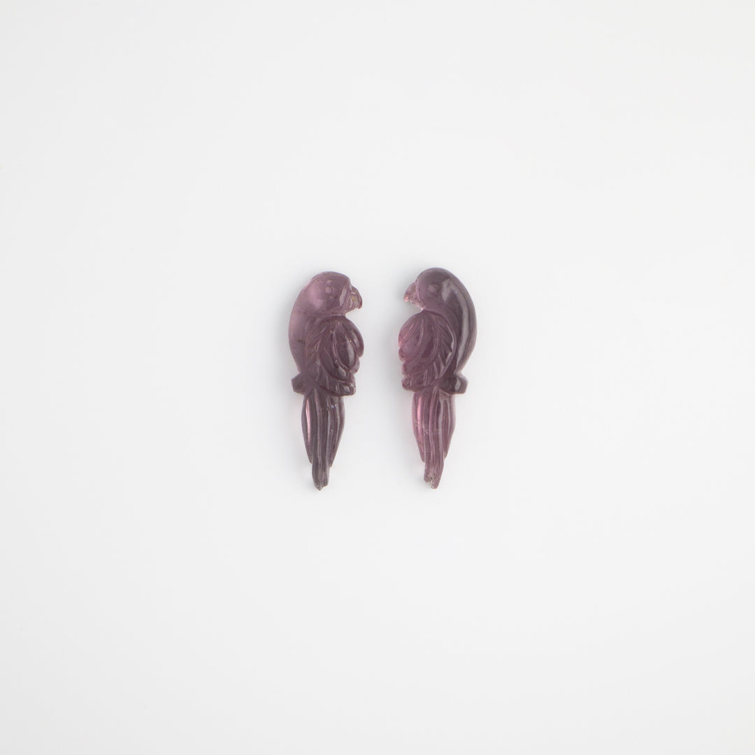 Perico Earrings — Violet Tourmaline Carvings with 14k Gold (Made-to-order)