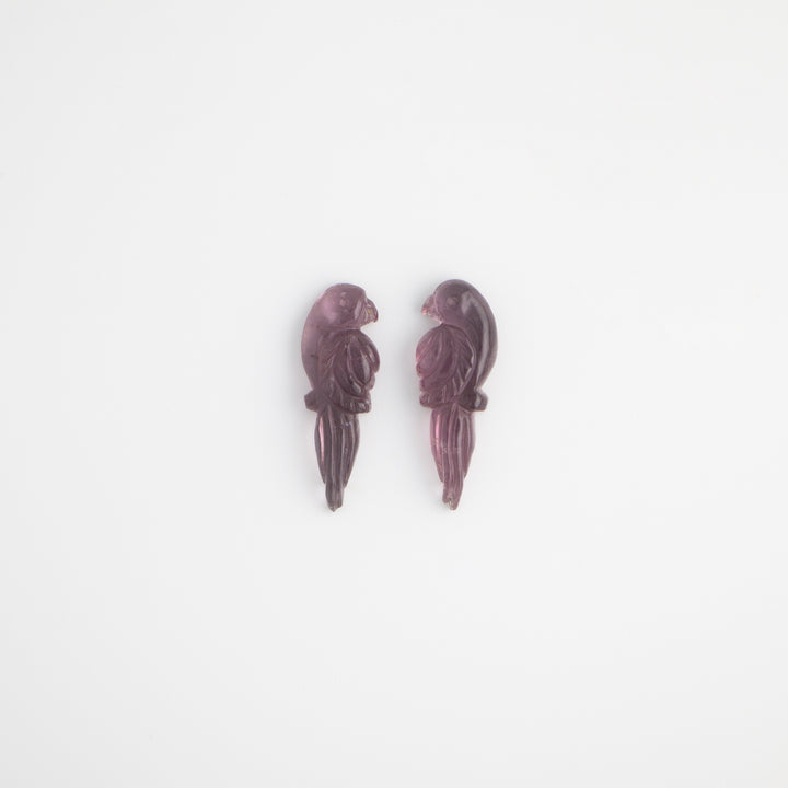 Perico Earrings — Violet Tourmaline Carvings with 14k Gold (Made-to-order)