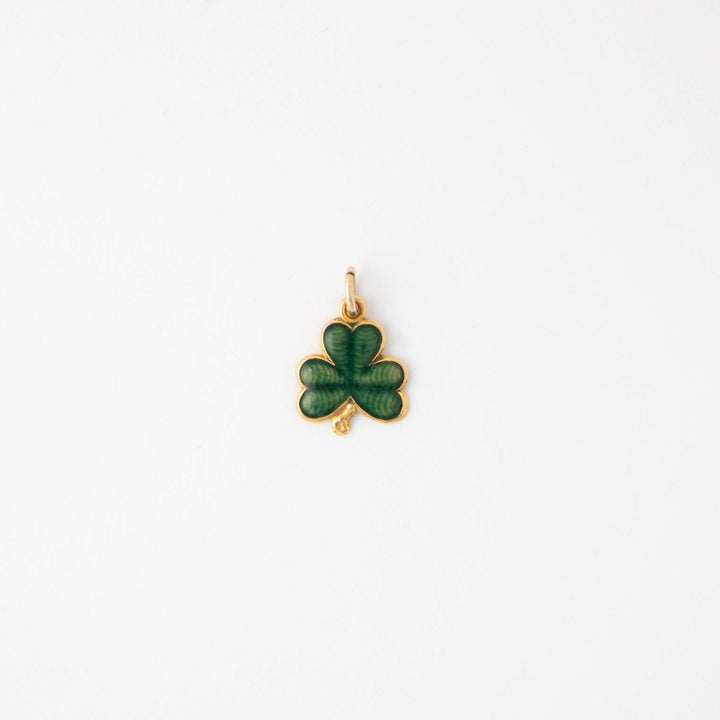 Antique 9k Yellow Gold & Enamel Clover Charm