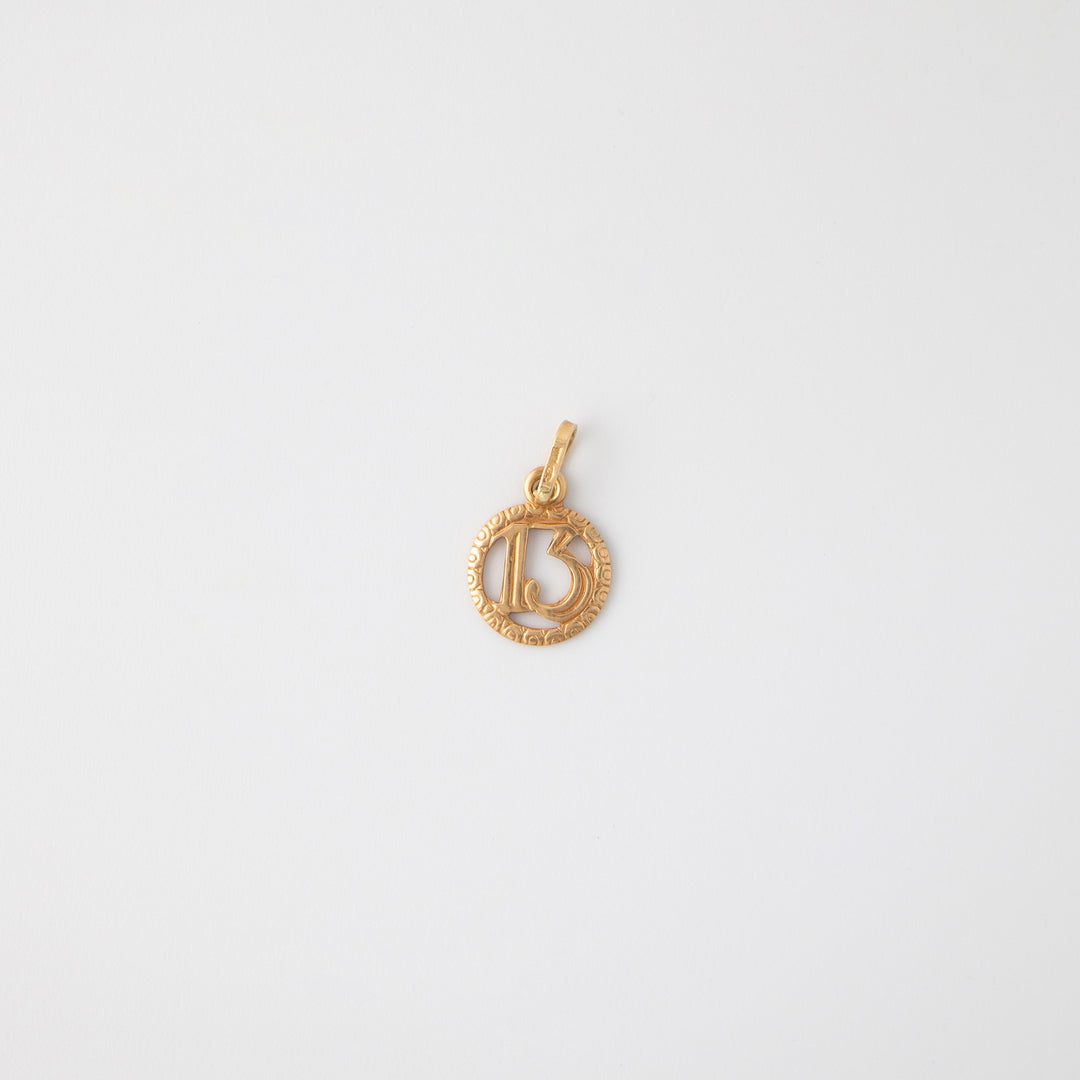 Vintage 'Lucky 13' 18k Yellow Gold Charm