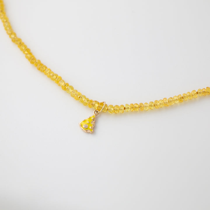 Mini — Yellow Sapphire & Cheese Charm Necklace