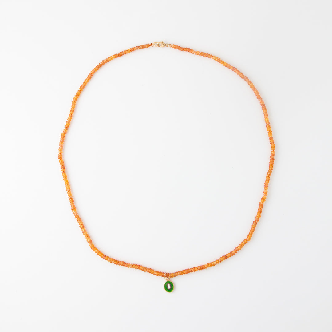 Mini — Orange Sapphire & Kiwi Charm Necklace