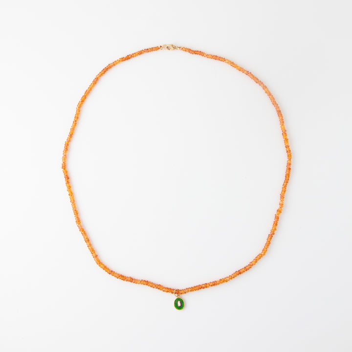 Mini — Orange Sapphire & Kiwi Charm Necklace