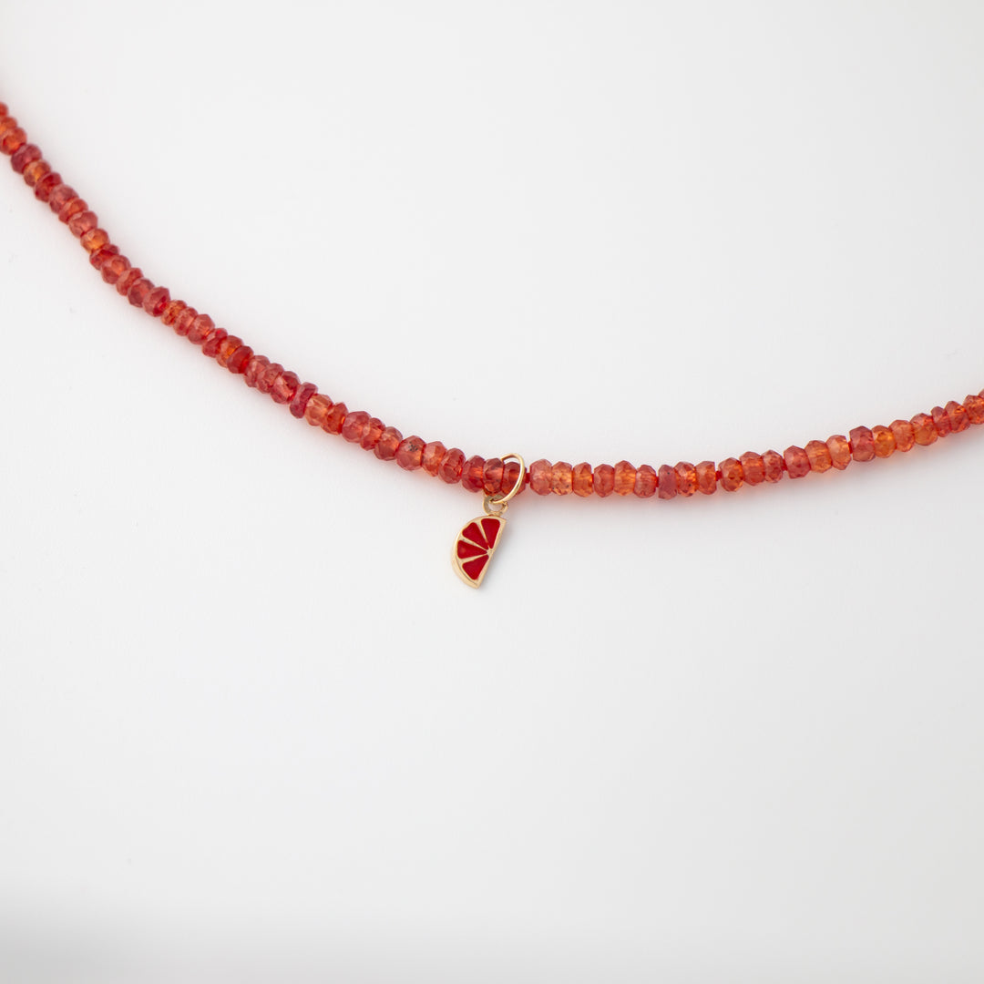 Mini — Padparadscha Sapphire & Grapefruit Charm Necklace