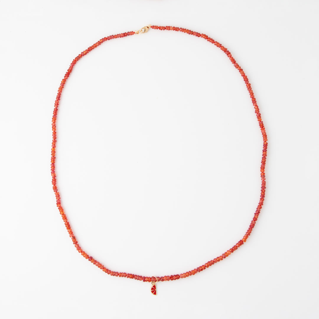 Mini — Padparadscha Sapphire & Grapefruit Charm Necklace