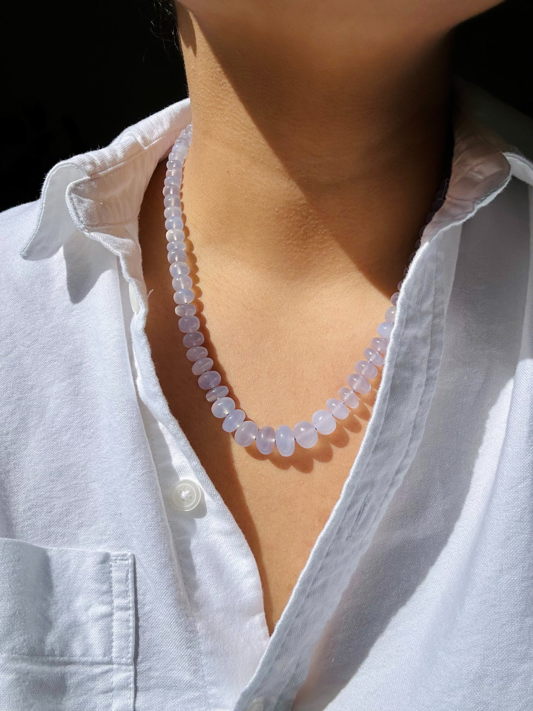 Victoria — Blue Chalcedony Necklace