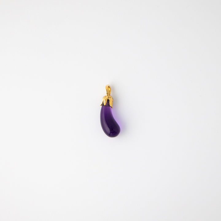 Sapphire, Diamonds & 18k Yellow Gold Eggplant Charm