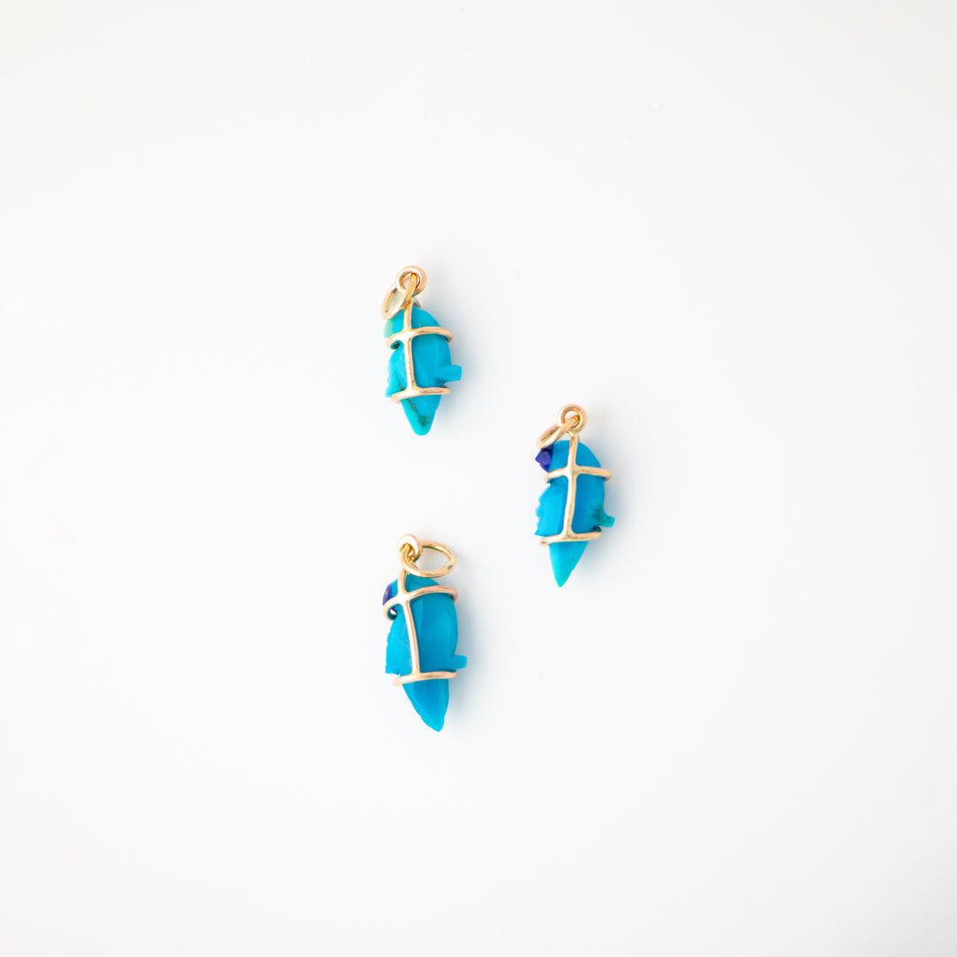 Pericos — Turquoise Carvings with 14k gold