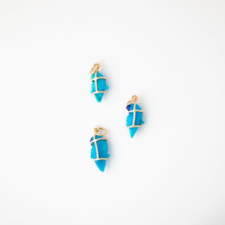 Pericos — Turquoise Carvings with 14k gold