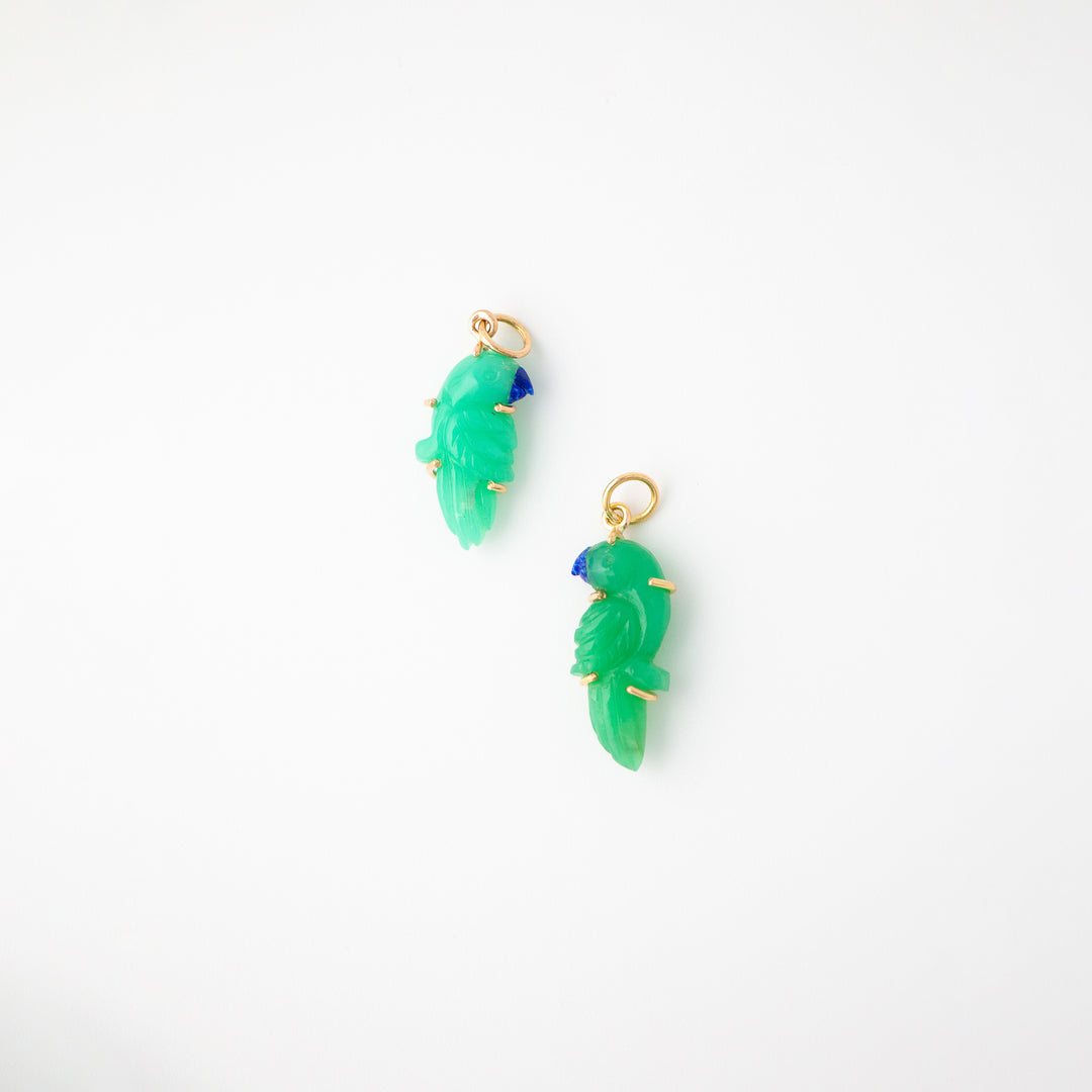 Pericos — Chrysoprase Carvings with 14k gold