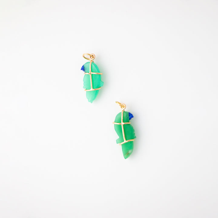 Pericos — Chrysoprase Carvings with 14k gold