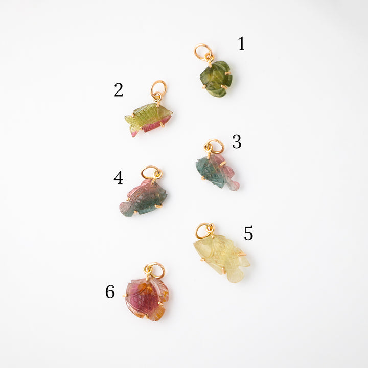 Fishies — Tourmaline Carvings with 14k gold