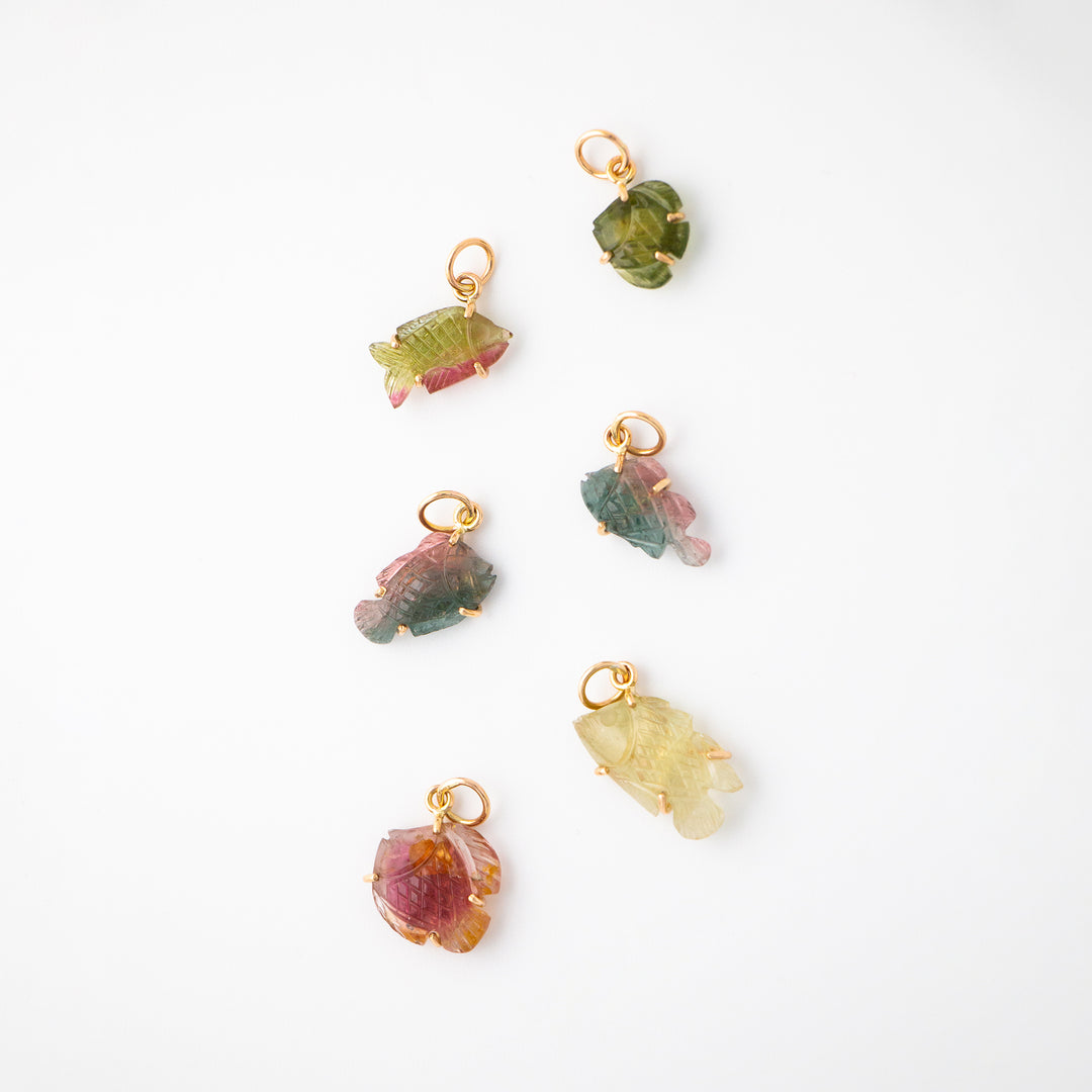 Fishies — Tourmaline Carvings with 14k gold