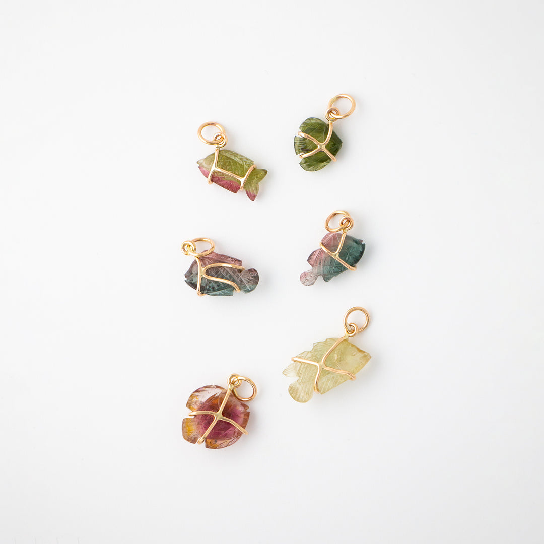 Fishies — Tourmaline Carvings with 14k gold