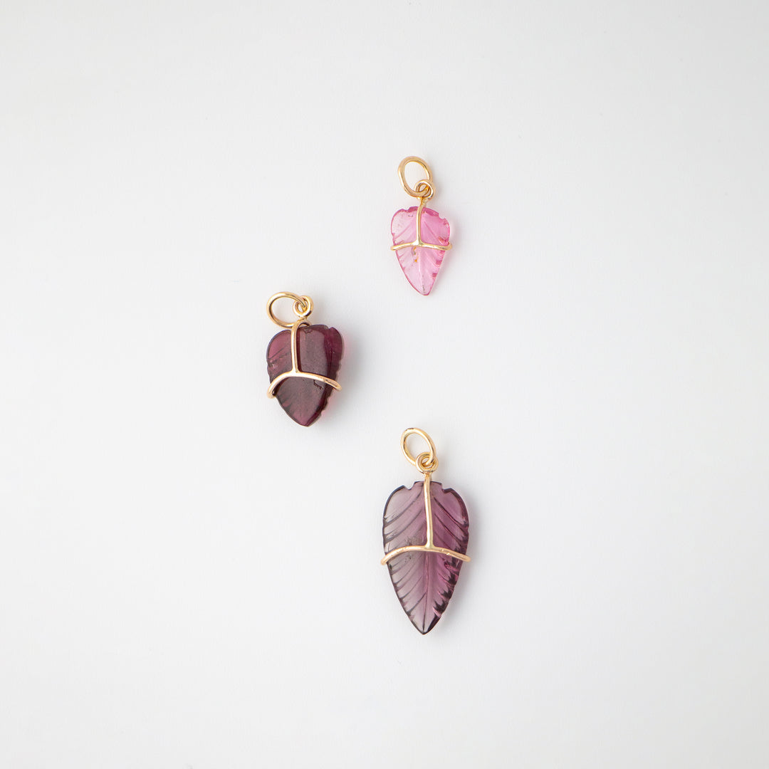 Leaves — Tourmaline Carvings with 14k gold