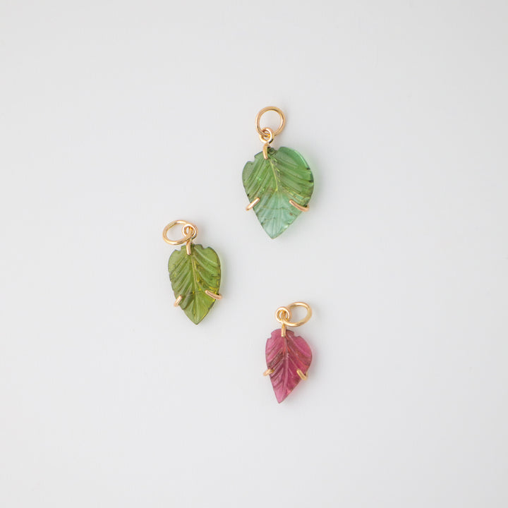 Leaves — Tourmaline Carvings with 14k gold