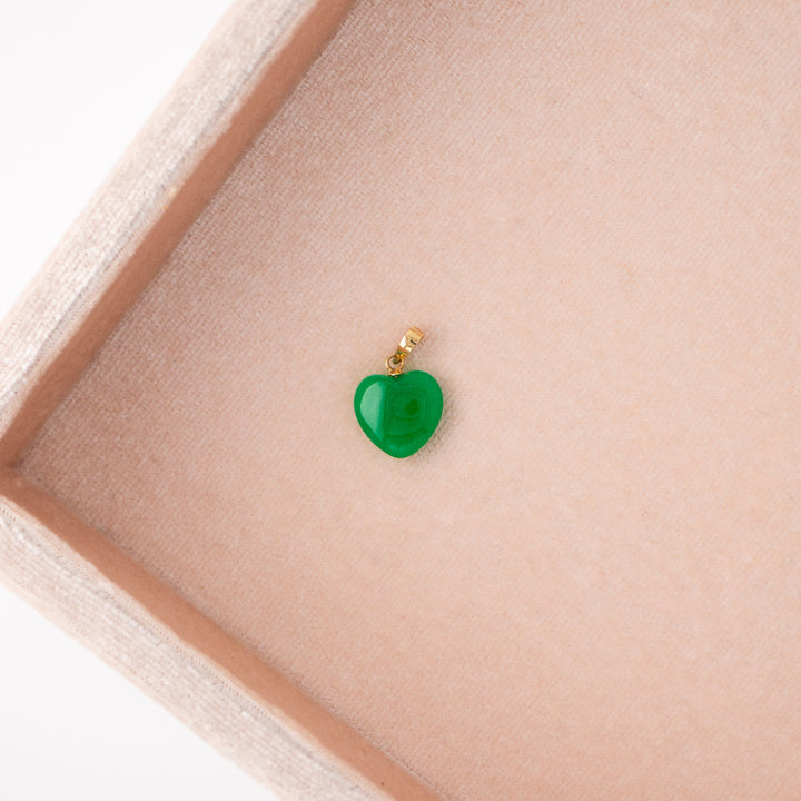 Vintage Jade & 14k Yellow Gold Heart Charm