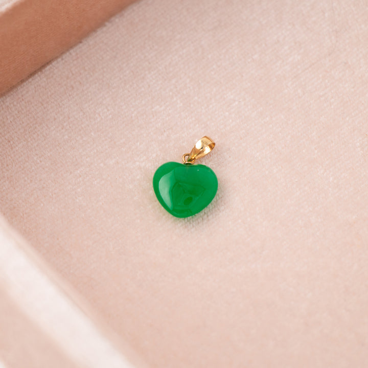 Vintage Jade & 14k Yellow Gold Heart Charm