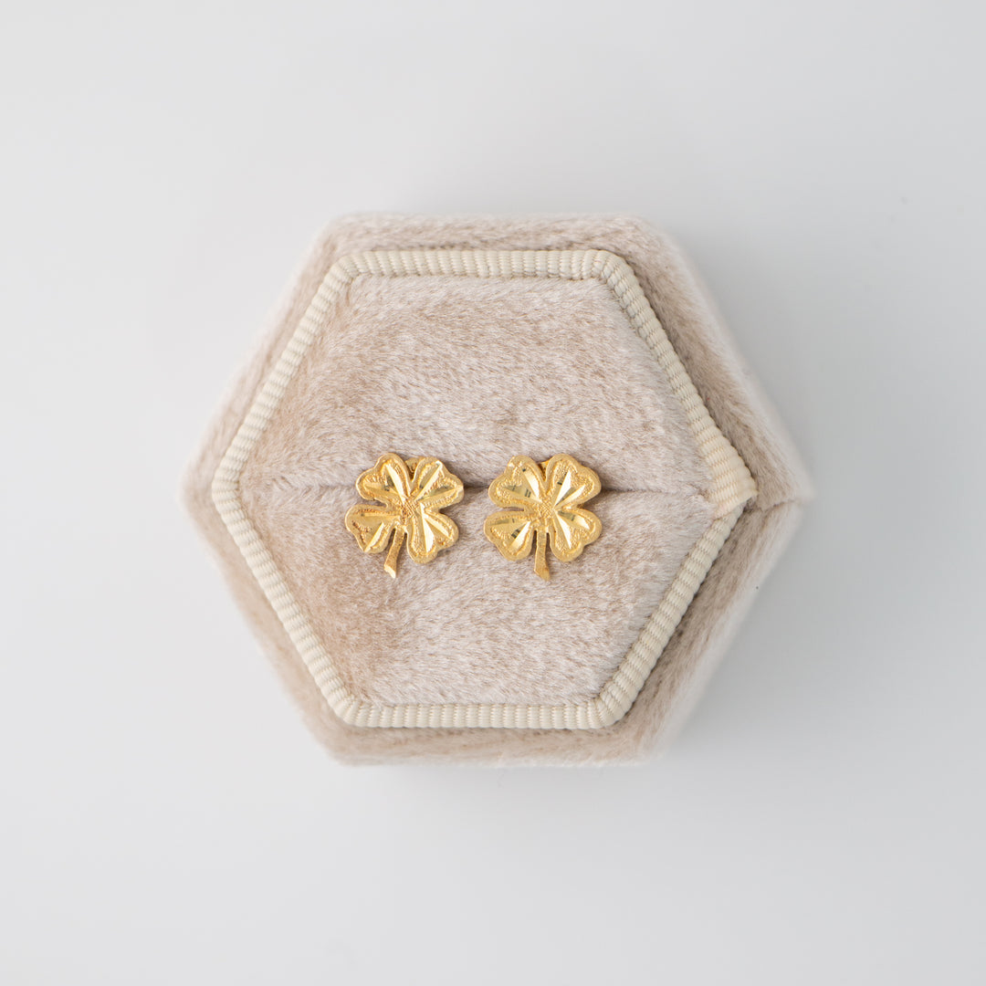 Vintage 14k Yellow Gold Clover Earrings