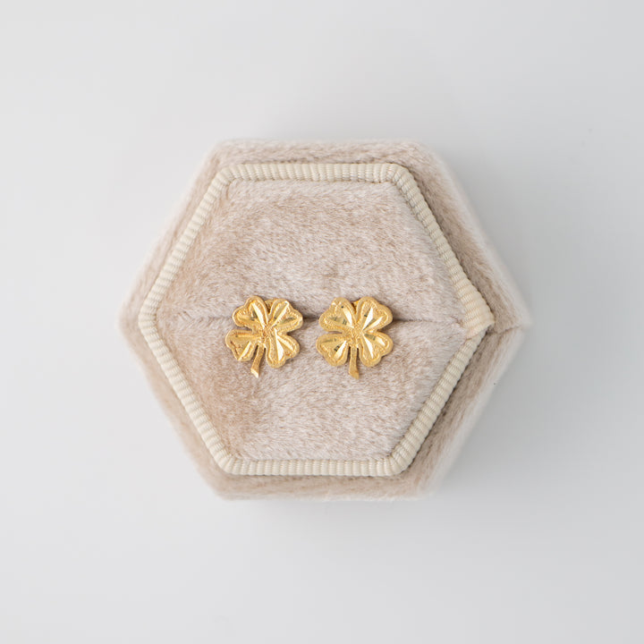 Vintage 14k Yellow Gold Clover Earrings