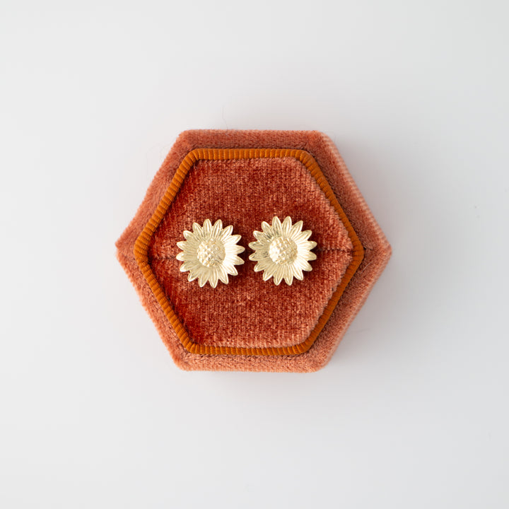 Vintage 14k Yellow Sun Flower Earrings