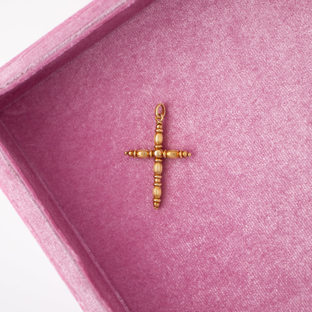 Vintage 18k Yellow Gold Cross Charm