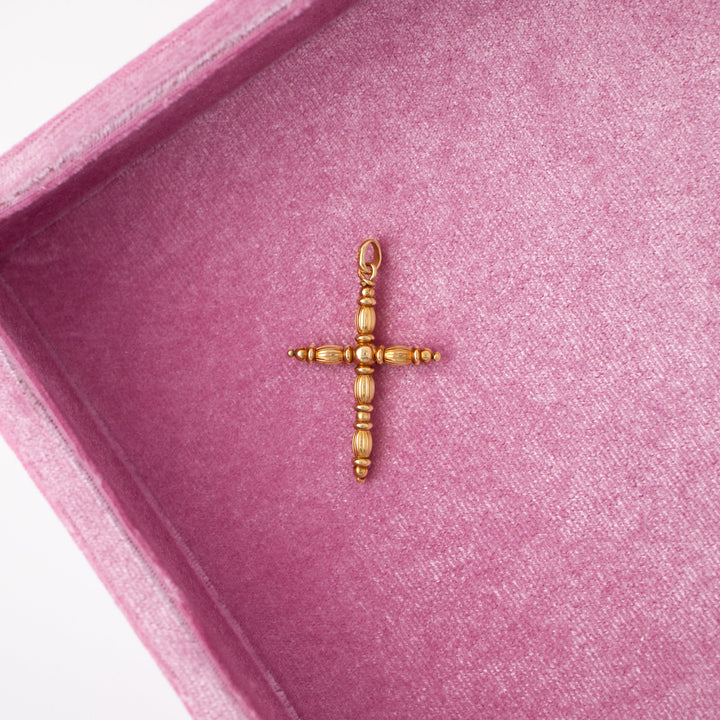 Vintage 18k Yellow Gold Cross Charm