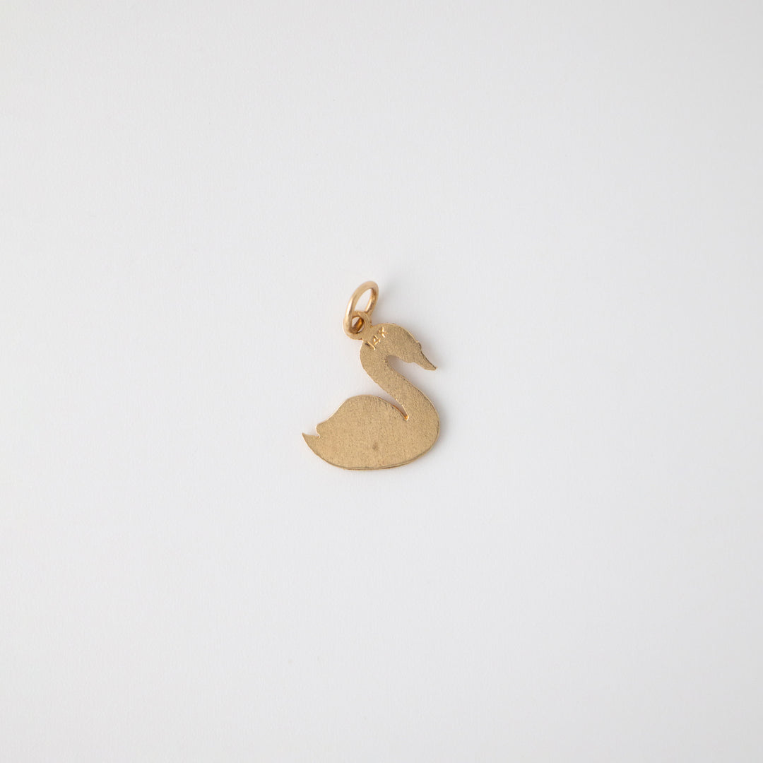 Vintage 14k Yellow Gold Swam Charm