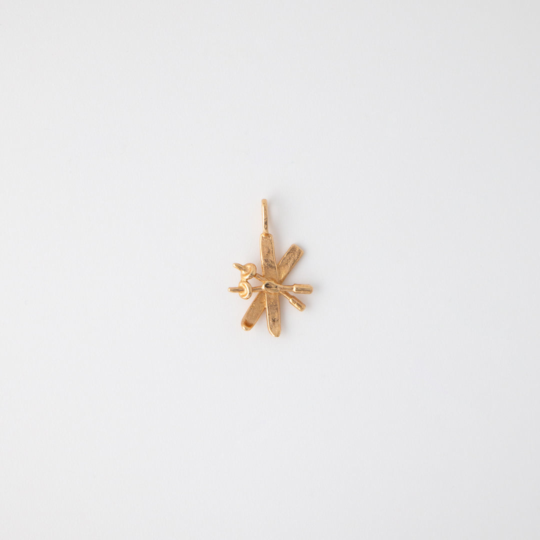 Vintage 14k Rosey Gold Skis Charm