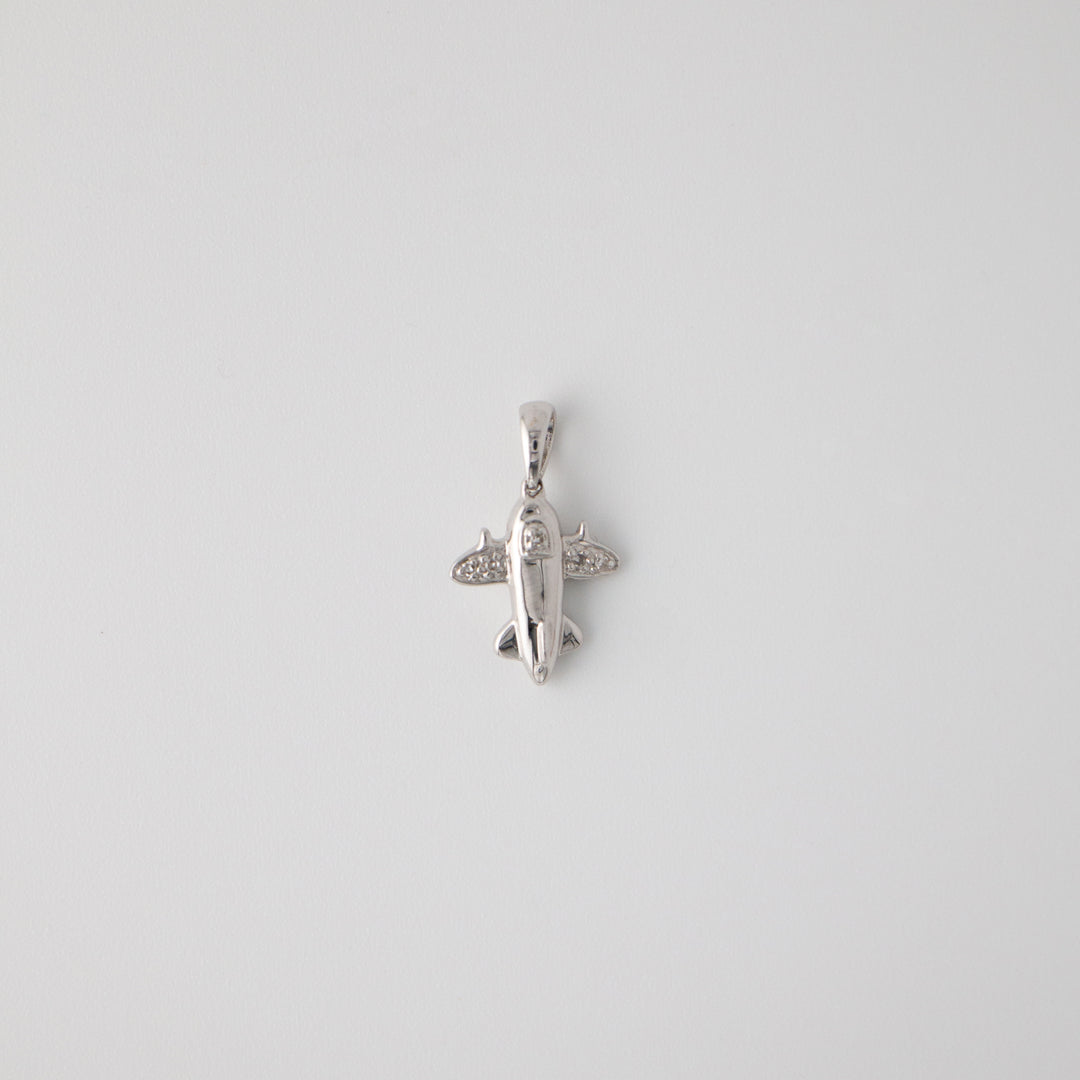 Vintage 18k White Gold & Diamond Plane Charm