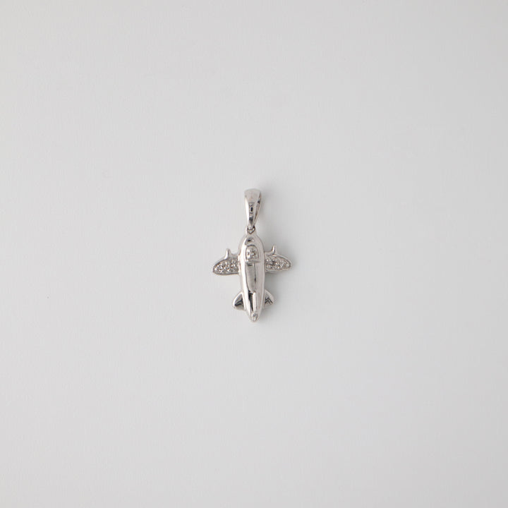 Vintage 18k White Gold & Diamond Plane Charm