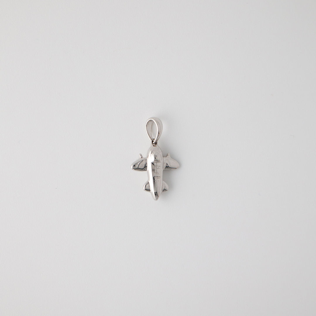 Vintage 18k White Gold & Diamond Plane Charm