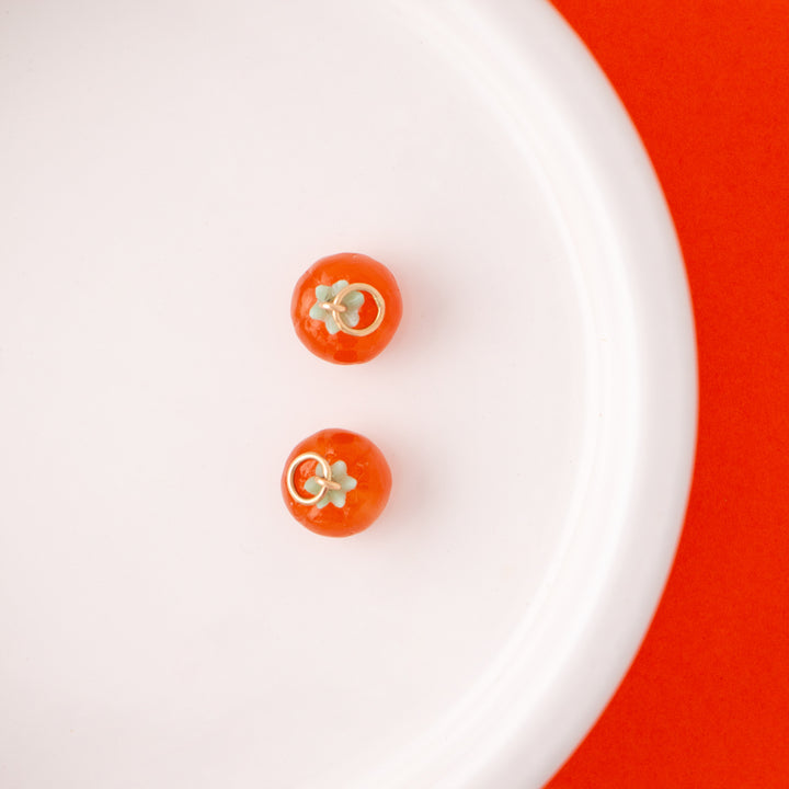 Five a Day — Persimmons Carnelian & Chrysoprase Carvings with 14k gold