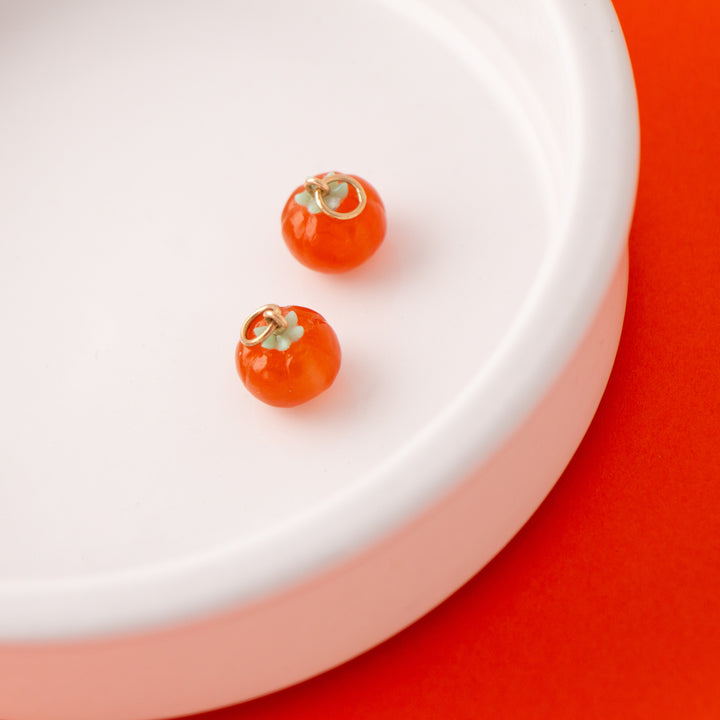Five a Day — Persimmons Carnelian & Chrysoprase Carvings with 14k gold