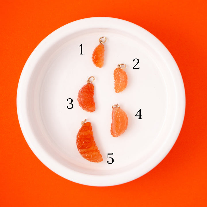 Five a Day — Mandarin Slices Carnelian Carvings with 14k gold