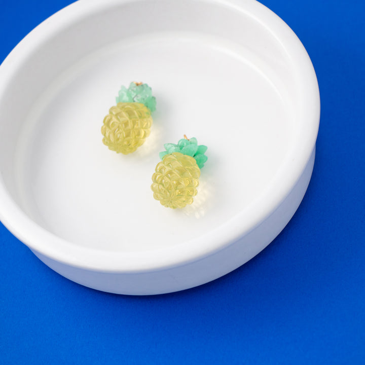 Five a Day — Pineapple Lemon Quartz & Chrysoprase Carvings with 14k gold