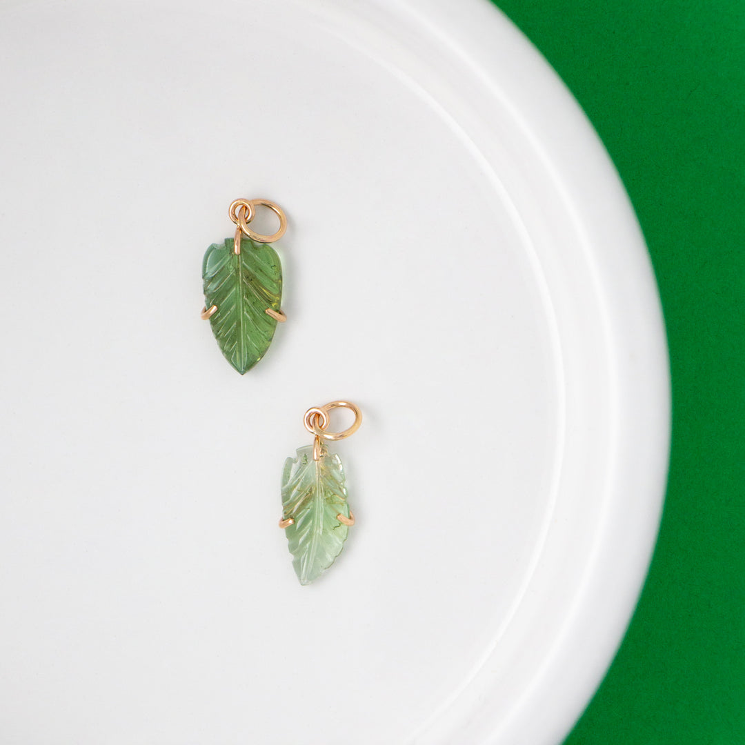 Leaves — Tourmaline Carvings with 14k gold