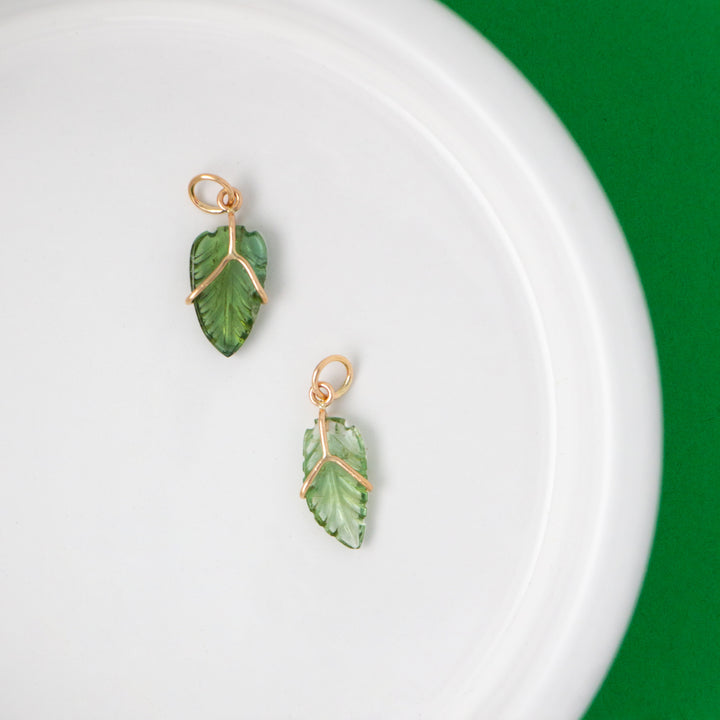Leaves — Tourmaline Carvings with 14k gold