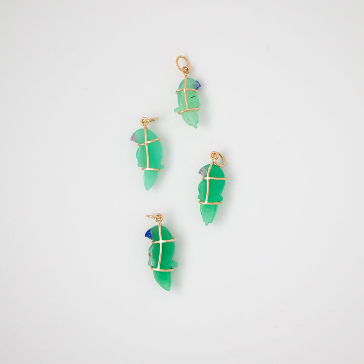 Pericos — Chrysoprase Carvings with 14k gold