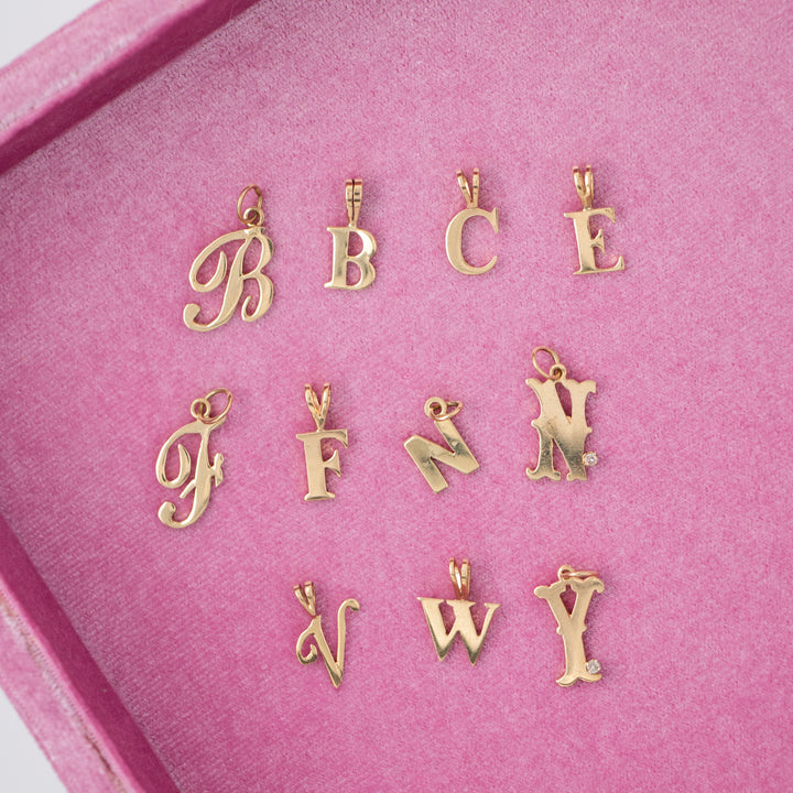Vintage 14k Yellow Gold Initial Charms