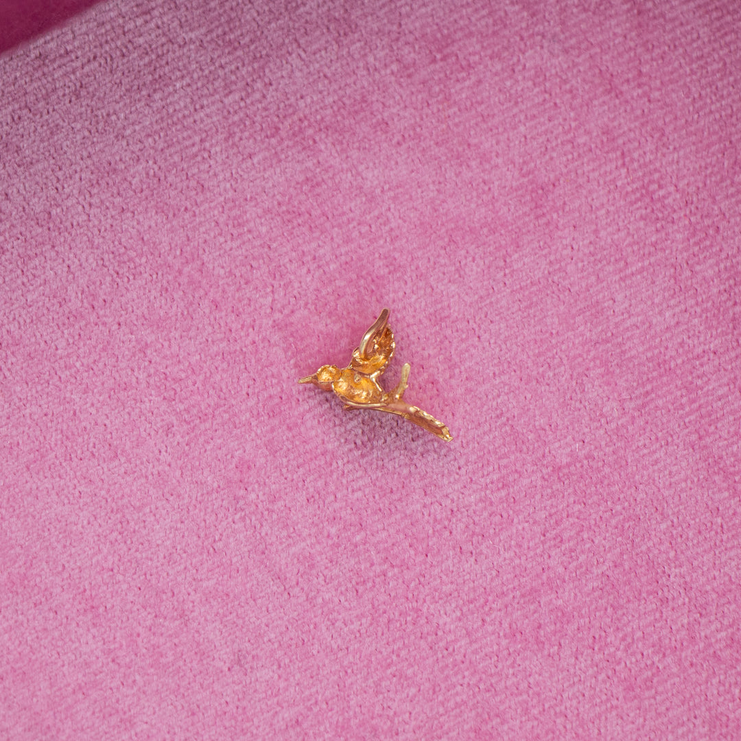 Vintage 14k Yellow Gold Hummingbird Charm