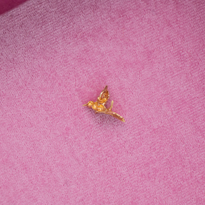 Vintage 14k Yellow Gold Hummingbird Charm