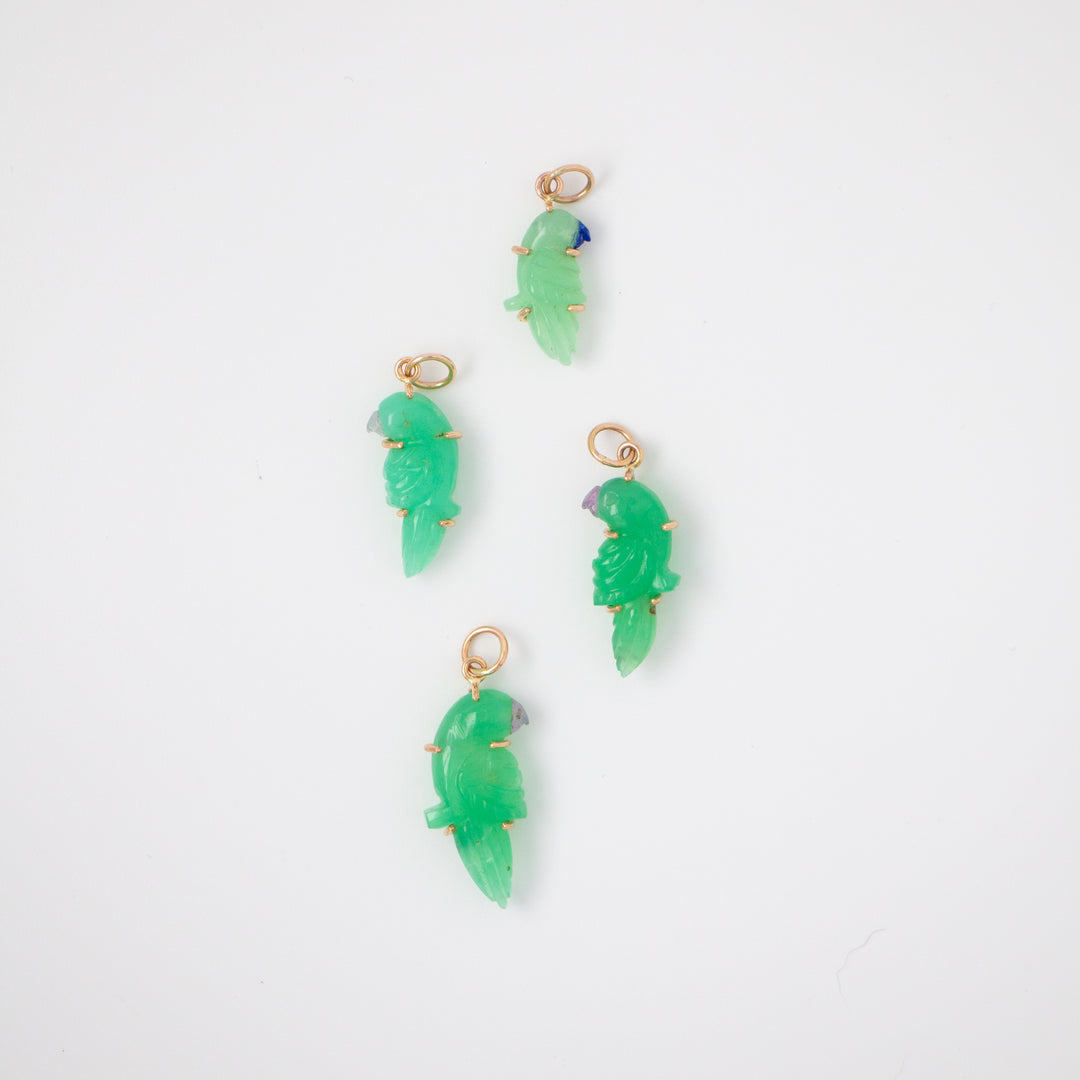 Pericos — Chrysoprase Carvings with 14k gold