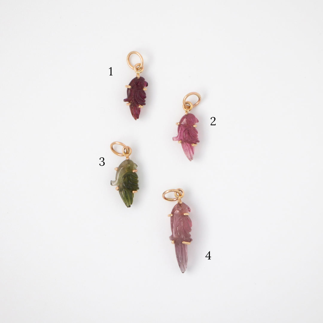 Pericos — Tourmaline Carvings with 14k gold