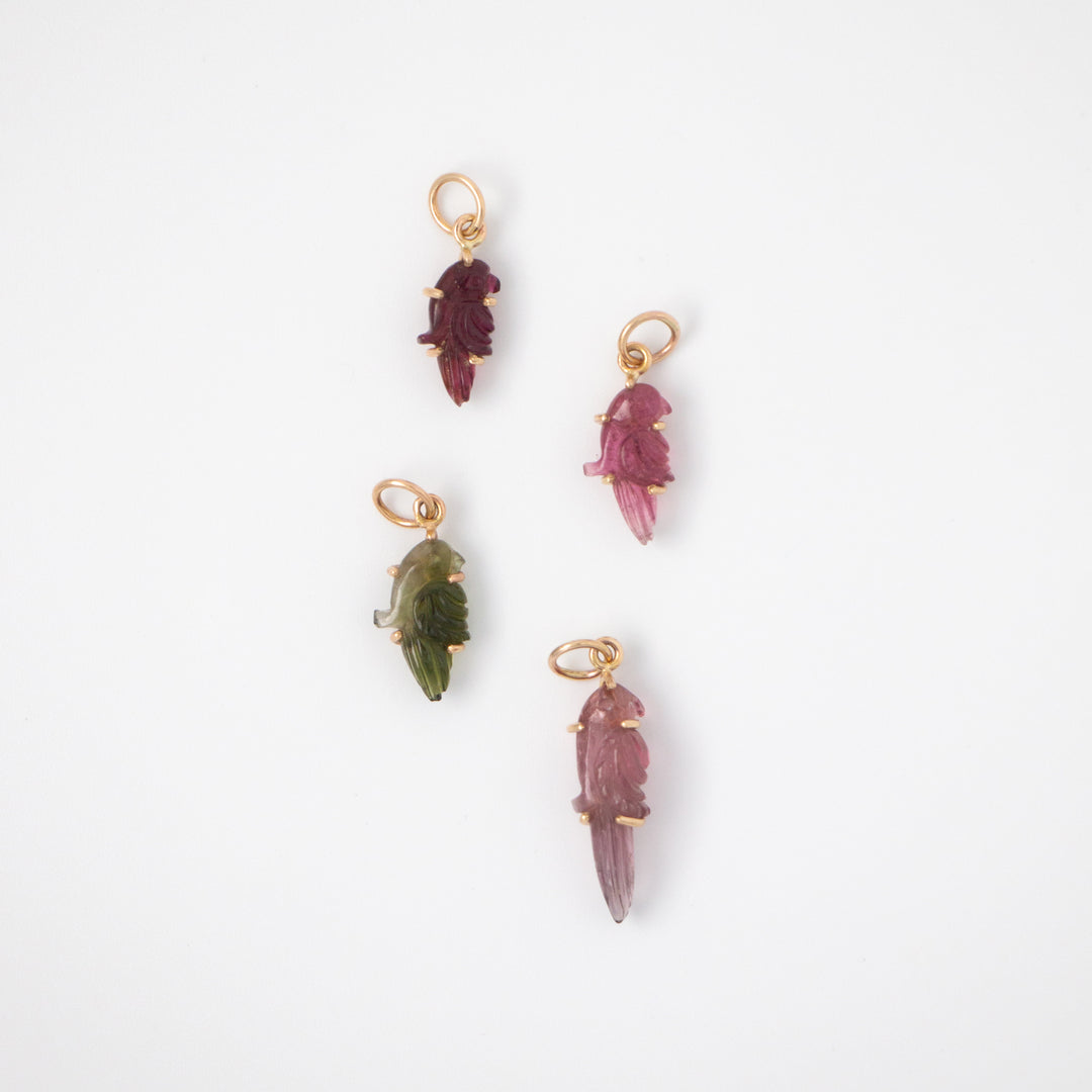Pericos — Tourmaline Carvings with 14k gold